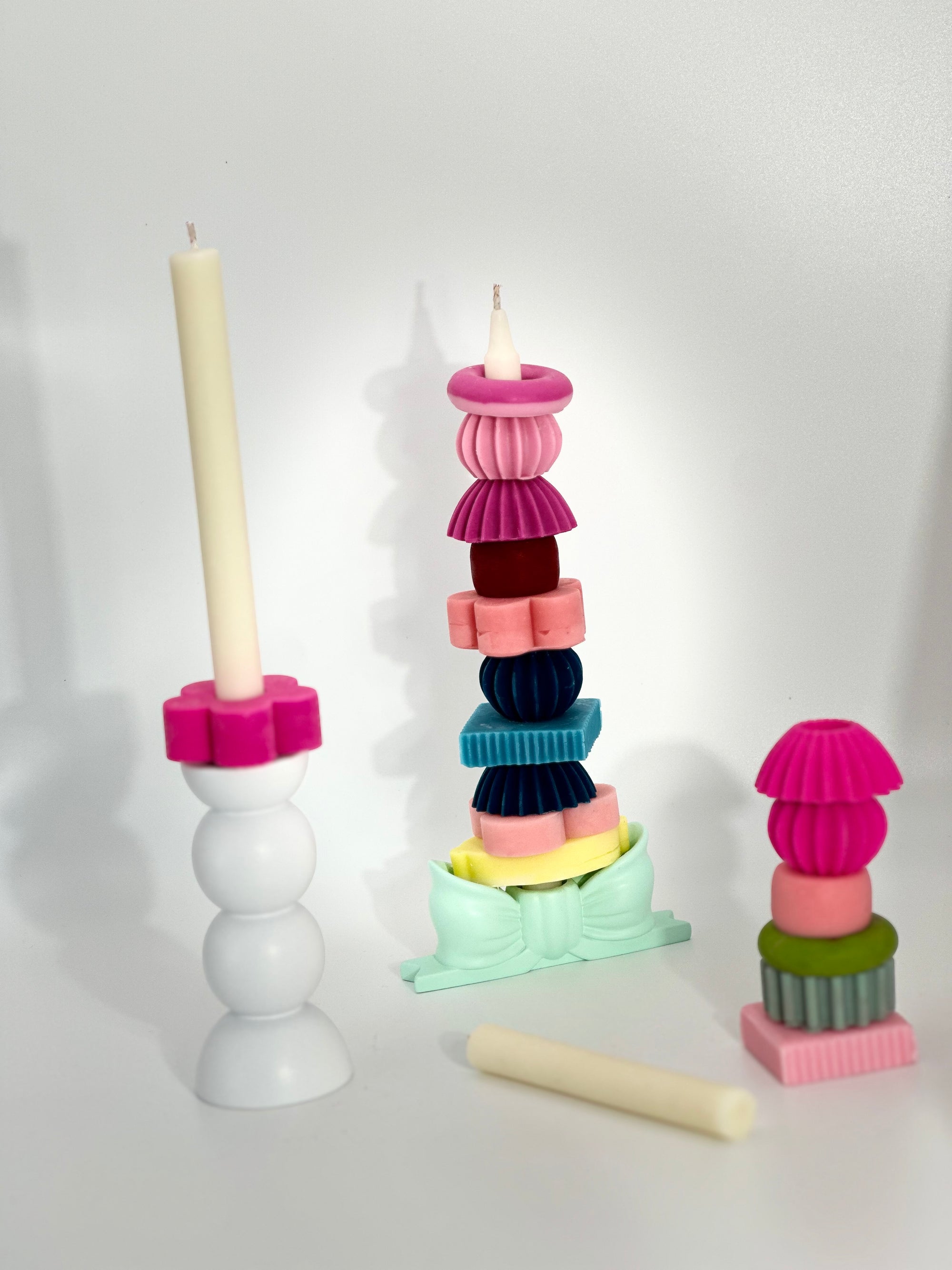 Bougie sculpturale géométrique artisanale