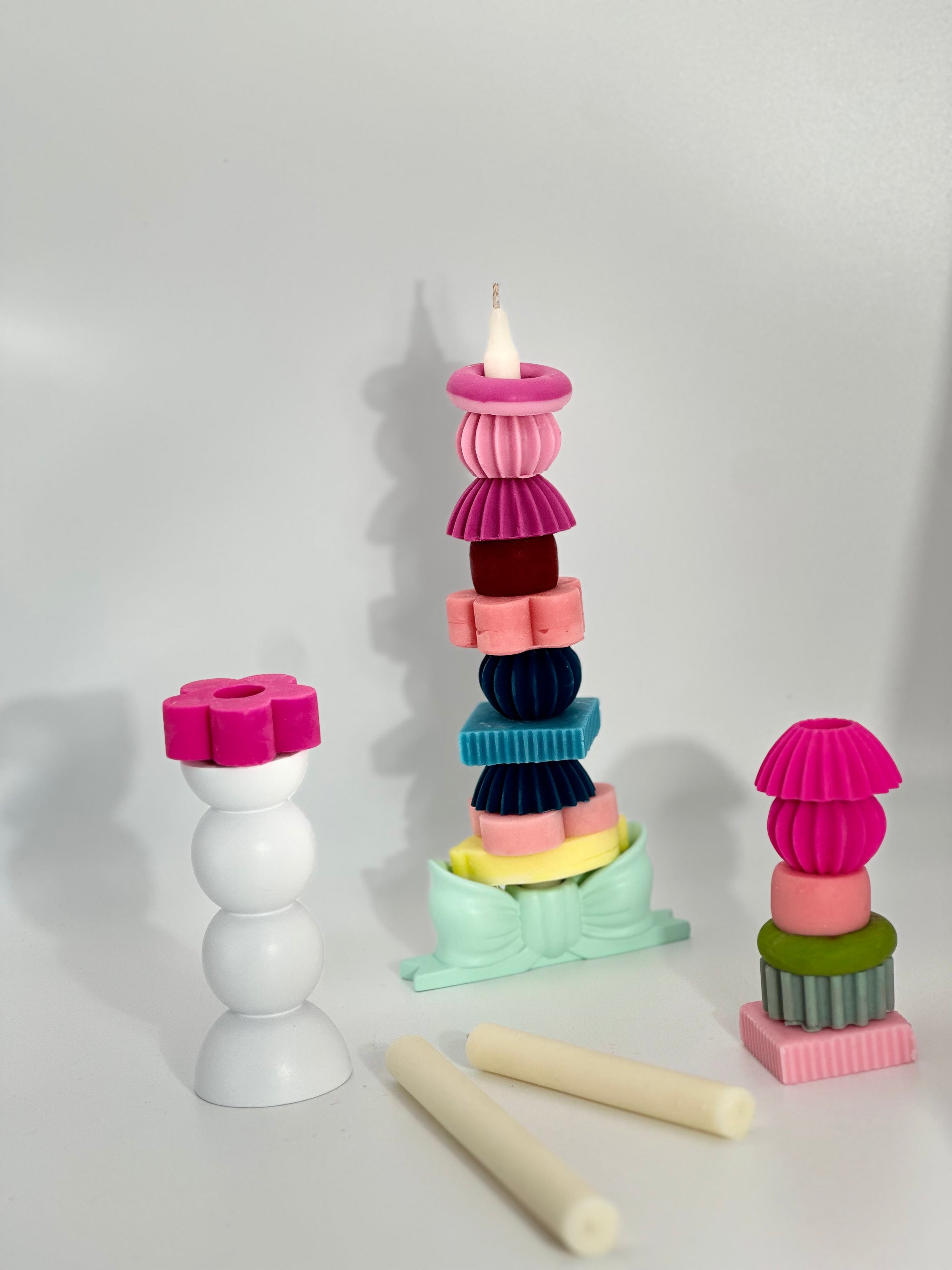 Bougies sculpturales géométriques artisanale 6
